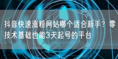 抖音快速涨粉网站哪个适合新手？零技术基础也能3天起号的平台