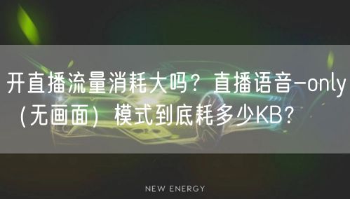 开直播流量消耗大吗？直播语音-only（无画面）模式到底耗多少KB？